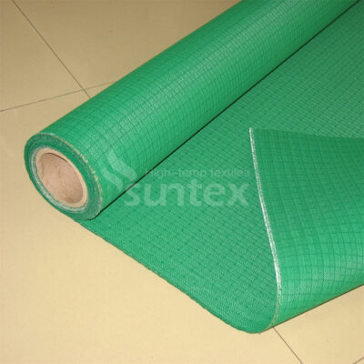 Green Acrylic Coated Checkerboard Weave Fiberglass Fabric for Welding Protection