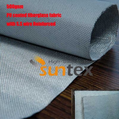 Fire Curtain Fabrics: PU Fiberglass Fabric with S.S Wire Reinforced
