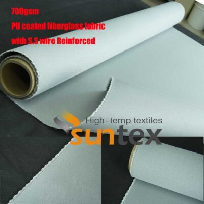 Fire Curtain Fabrics: PU Fiberglass Fabric with S.S Wire Reinforced