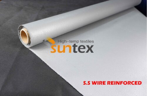 Grey Silicone Coated Fiberglass Fabric with S.S Wire Reinforced for Thermal Insulation